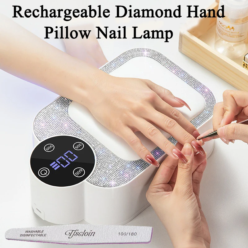 مجفف مصباح الأظافر القابل لإعادة الشحن لعلاج جميع طلاء الأظافر الجل وأضواء الأظافر القوية مع وسادة اليد أداة صالون مانيكير وباديكير