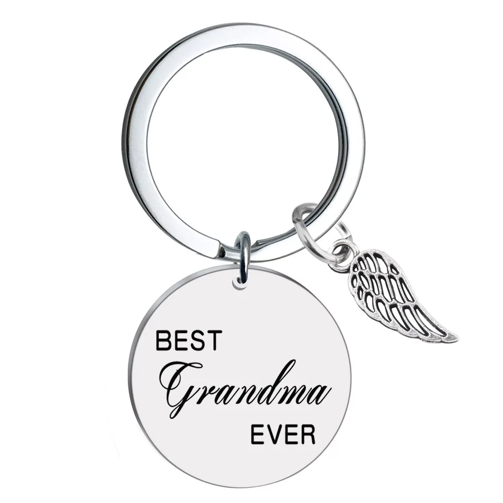 2022 Stainless Steel Key Chain Wings Family Gift Wife Mom Nana Grandma Mimi Key Chain Women's Jewelry