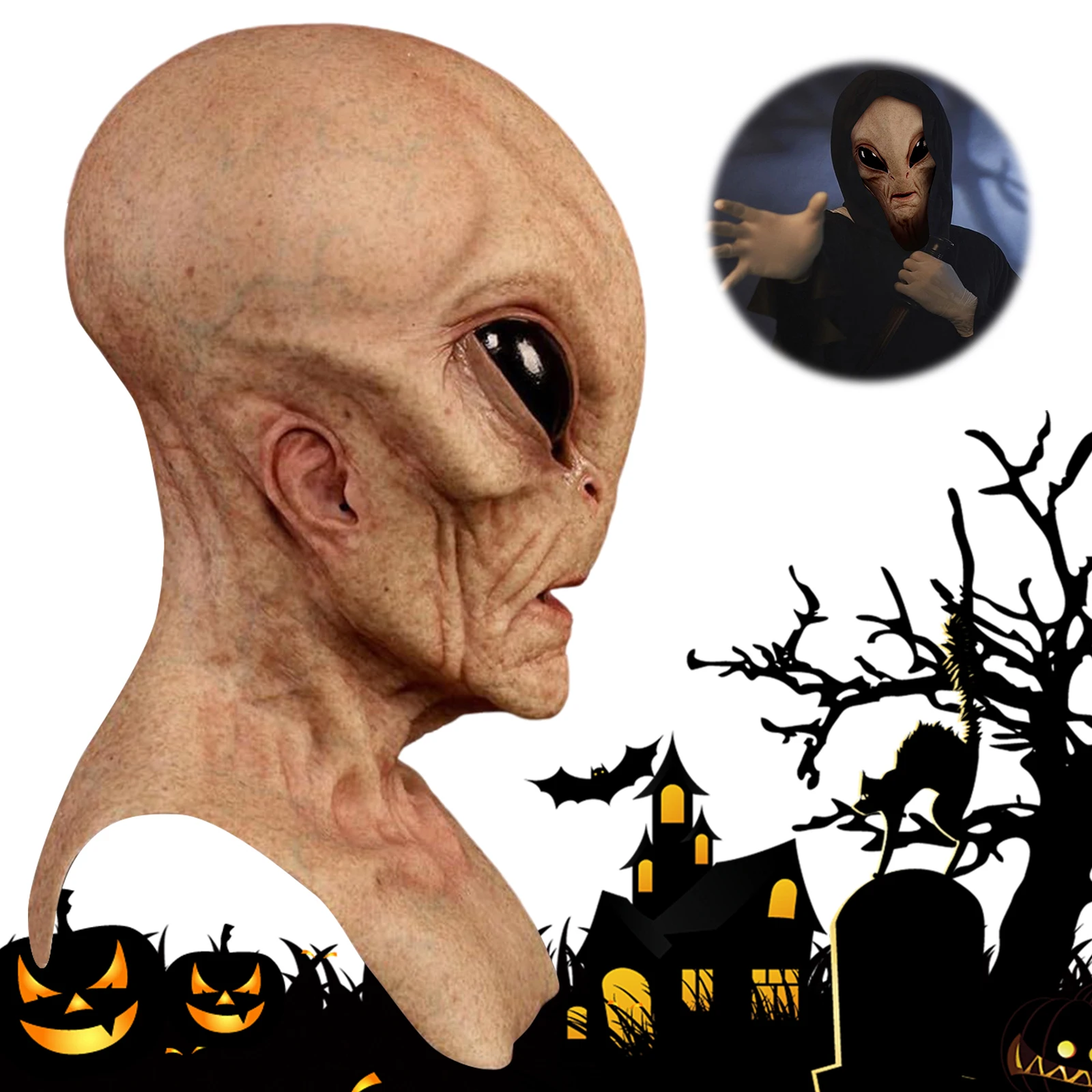 Masque d'Alien en latex, acces - Latex Alien Mask Realistic avis et prix