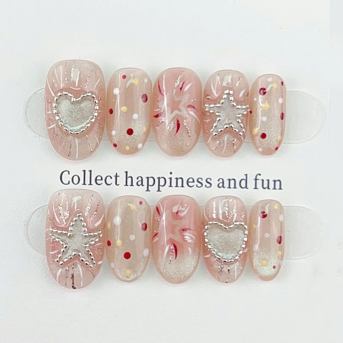 

10 шт., короткие овальные звезды ручной работы, пресс для ногтей, фейерверк, сердце, кошачий глаз, накладные ногти, сладкий и пряный, с полным покрытием, дизайн ногтей