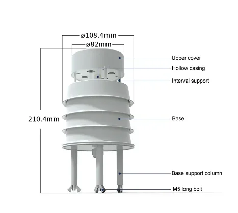 YUNYI RS485 Ultrasonic Wind Speed and Direction Sensor Temperature Humidity Noise PM2.5 Pressure Light Rainfall Small Weather St