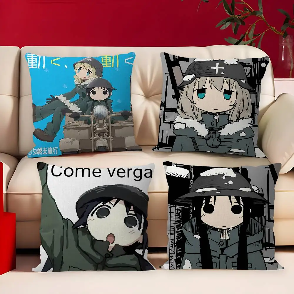 Anime Girls Last Tour Maple Design Cushion Cover Happy Autumn Harvest decor Holiday Decorati Pillow Cover