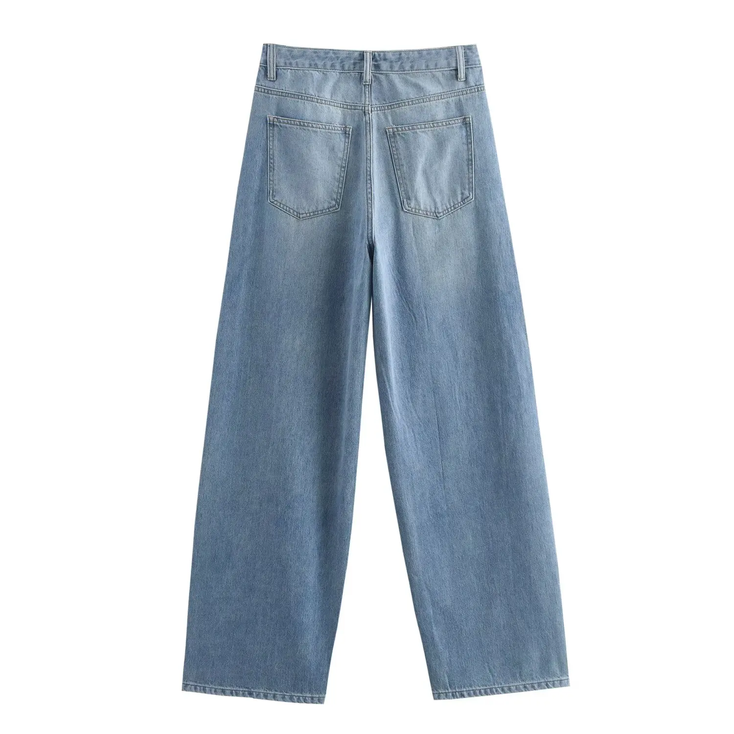 Jenny&Dave Vintage Mom Jeans British Minimalist Asymmetrical Waist Loose Jeans Women Boyfriend Style Washed Denim Pants