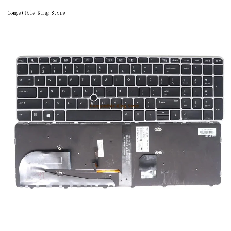 d Replacement US Backlight Keyboard  For HP EliteBook 850 G3 850 G4 755 G3 755 G4 Laptop Silver Frame with Pointer