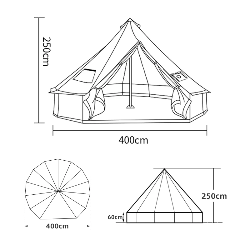 Imagem -06 - Glaming Antistorm Outdoor Camping Castelo Tent Prata Revestido Função uv Luxuoso Yurt Mongol Família Caminhadas Viagens a 10 Pessoas