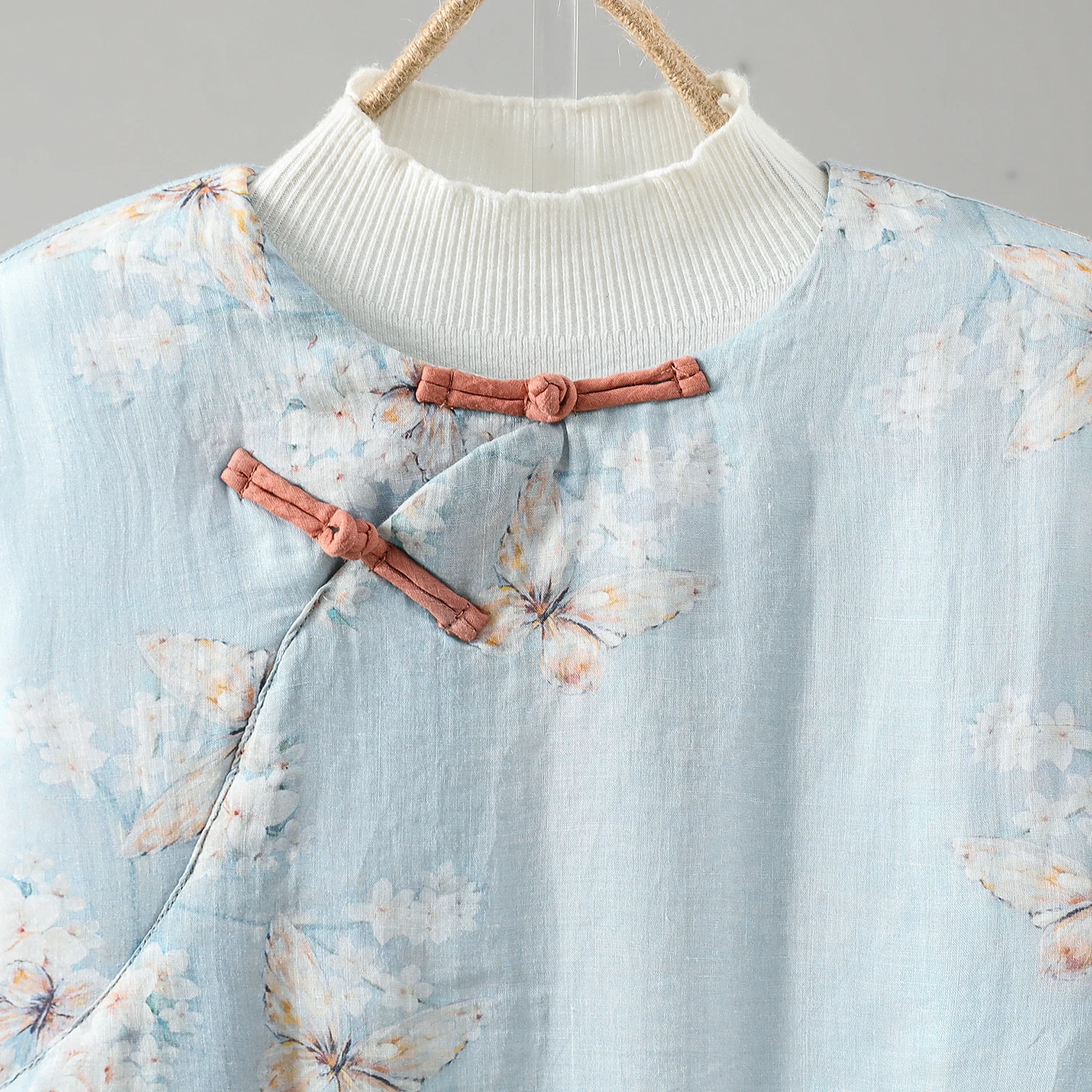 

Зимний новый Sle Художественный китайский национальный хлопок и льняной принт круглый Ne Косая пуговица ± хлопчатобумажная куртка Маленький хлопок...