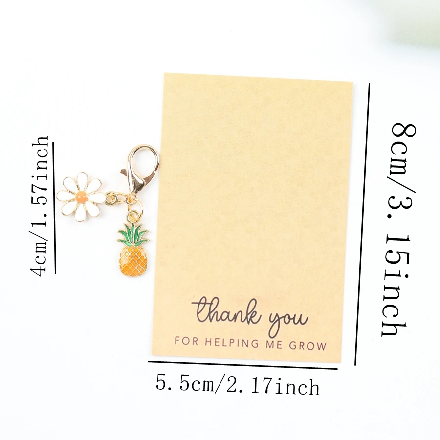 10 Mini Pineapple Keychains, with a Thank You Card for Helping Me Grow, Perfect as Party Favors, Birthday Gifts, and Perfect Gifts for Gatherings, Party Keychain Gift Packs, Fruit Pendants.