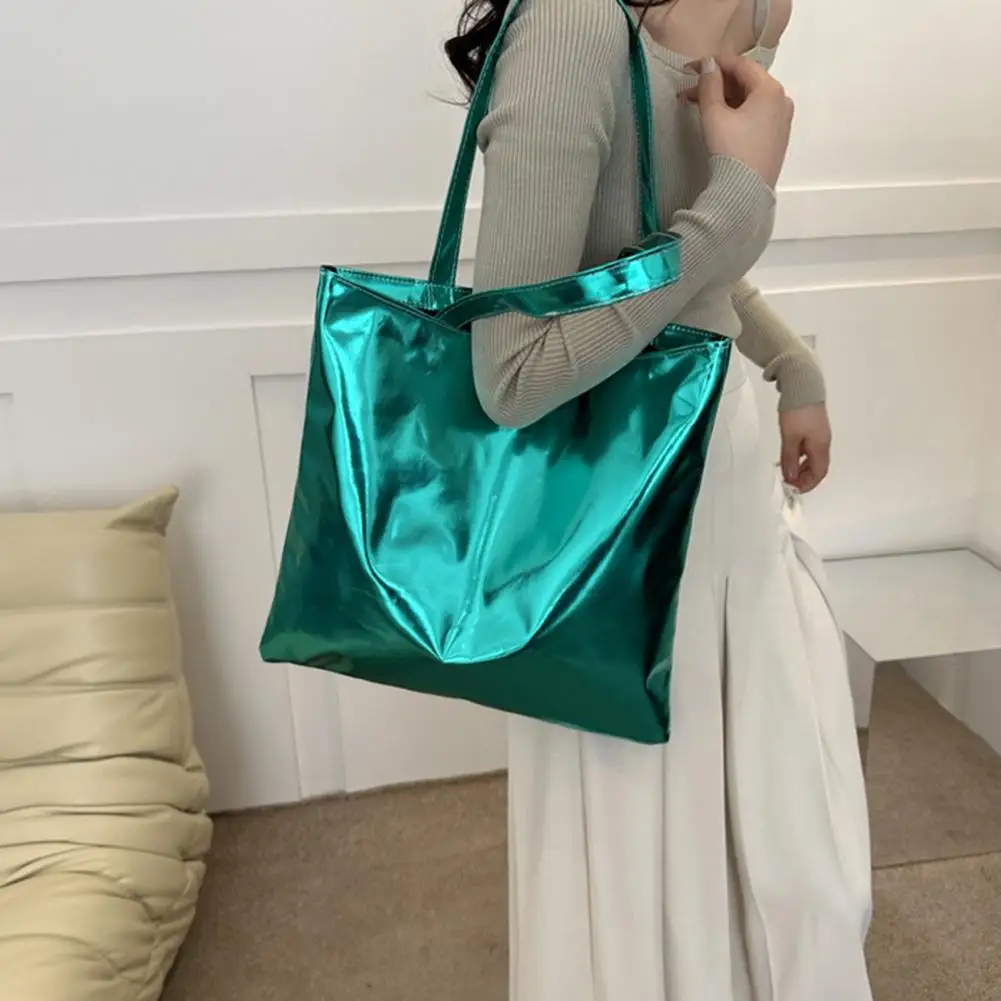 Chic Glossy Tote Bags Colorful Shiny Women Underarm Bag Pu Leather Handags Women Shopping Shoulder Bag Girls Clutch bolsa