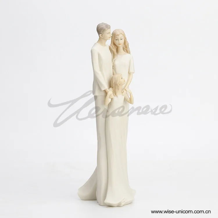 Family of Three Resin Figurine Parents Embracing Little Daughter Statue Warm Family Bond Sculpture Home Tabletop Ornament Gift