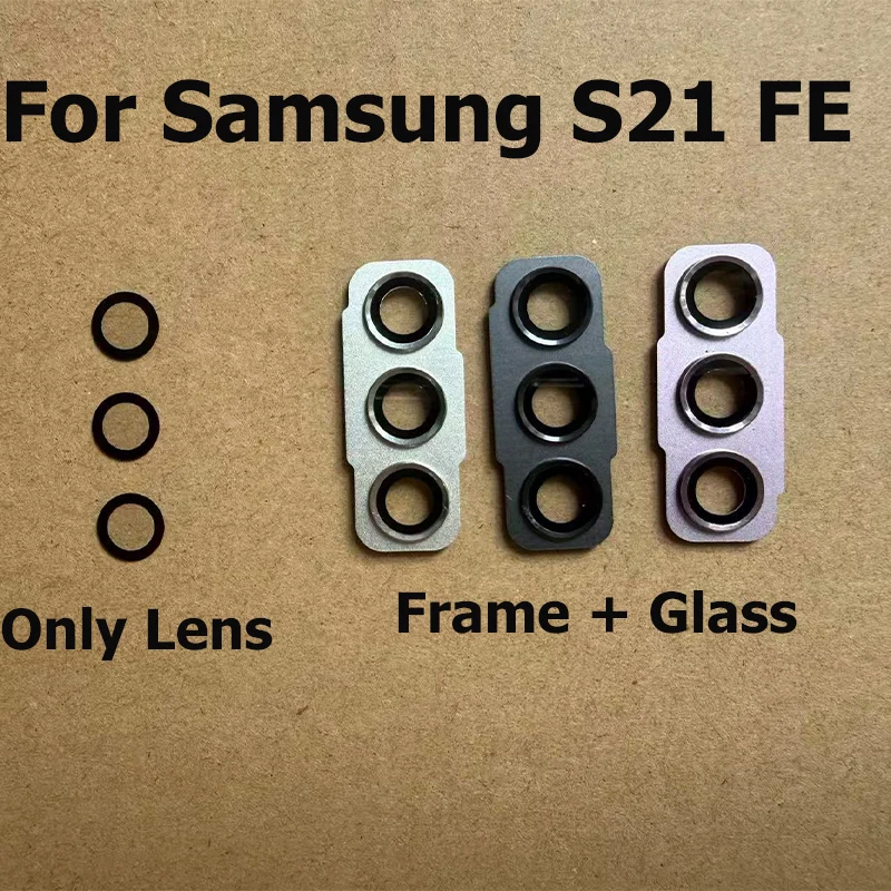 For Samsung Galaxy S21 FE Back Camera Glass Lens Rear Camera Glass Frame Cover With Adhesive Sticker Glue Replacement
