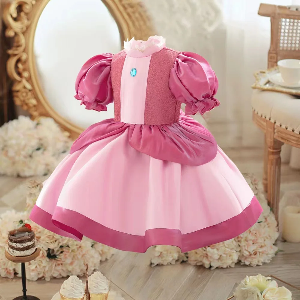 

Toddler Summer Clothes Pink Peach Princess Costumes Elegant Baby 1st Birthday Party Dresses For Girls Halloween Cosplay Dress