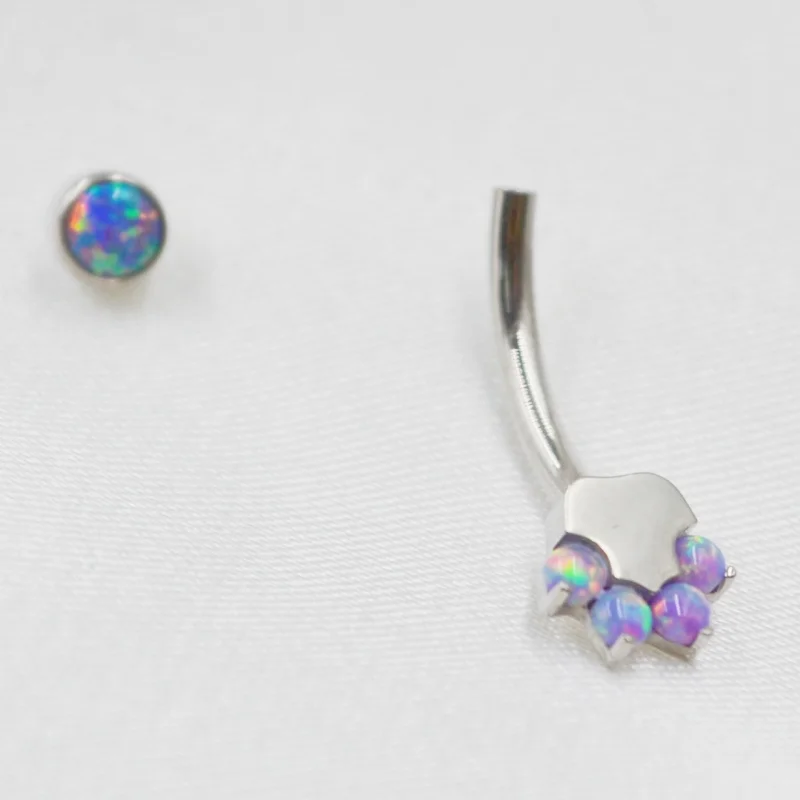 10PCS Body Jewelry-G23 Titanium Opal Stone Smart Small Navel Button Body Piercing 14Gx10x4/6mm Curve Barbells Belly Rings