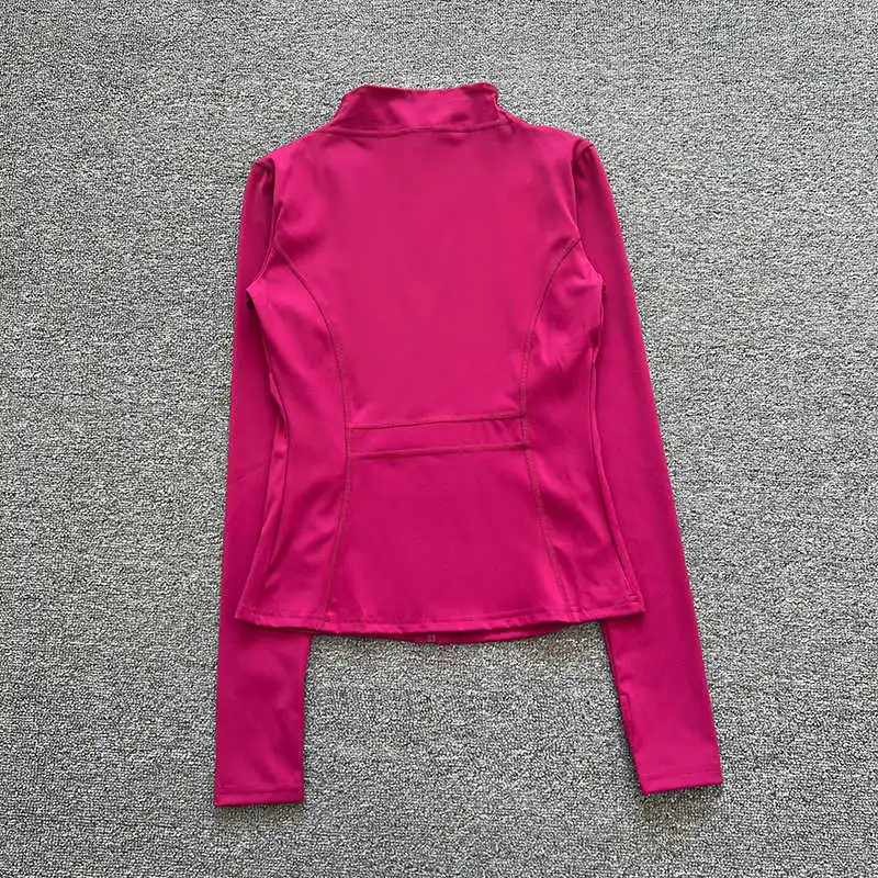 بدلة رياضية بسحاب وياقة واقفة بدلة يوجا ضيقة للسيدات بأكمام طويلة سترة رفيعة للجري بيلاتيس للياقة البدنية للخريف #5