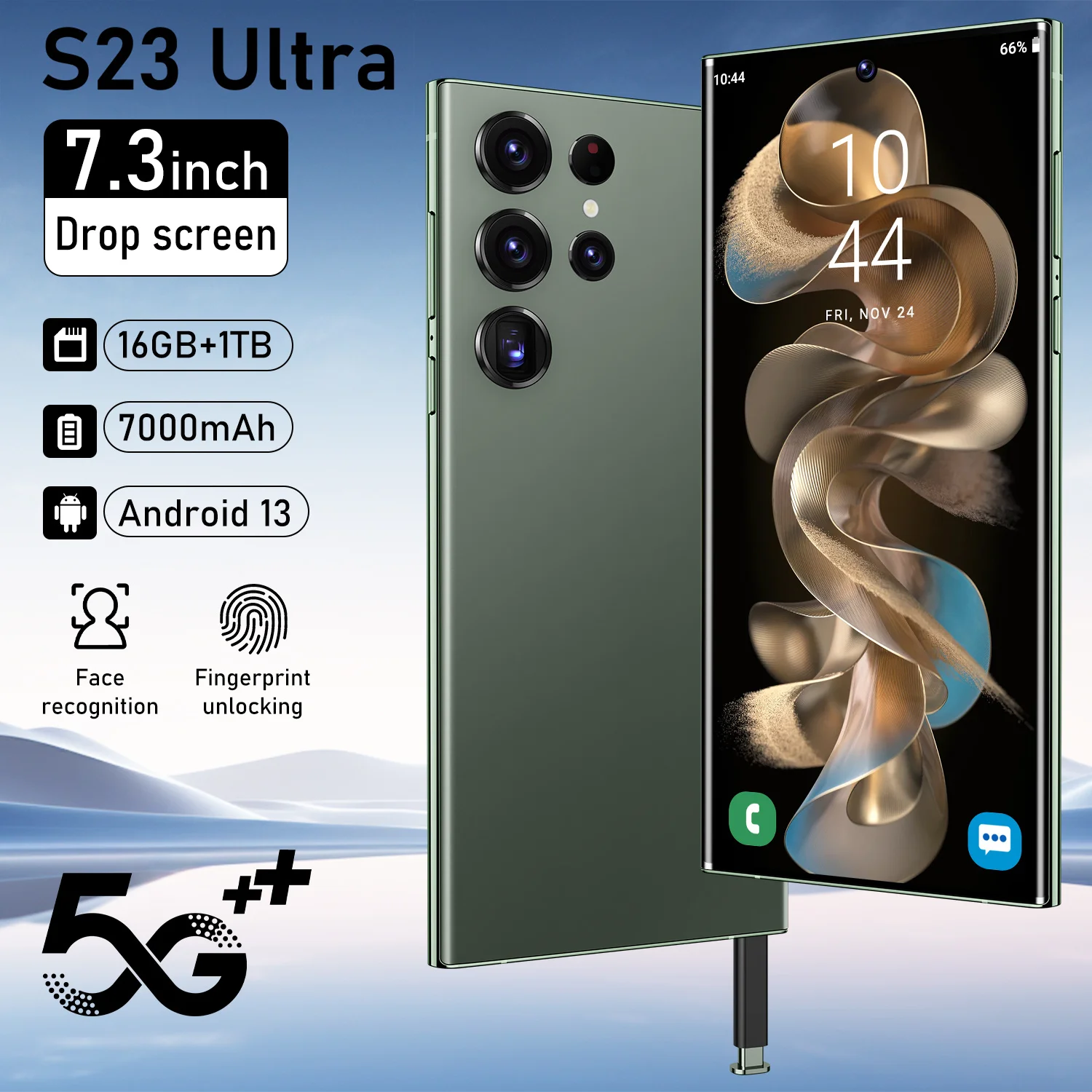 

Smartphone S23 Ultra+ 7.3-inch HD Screen 5G Signal Mobile 16GB+1TB Android13 70000mAh 50MP+108MP Camera Global Edition