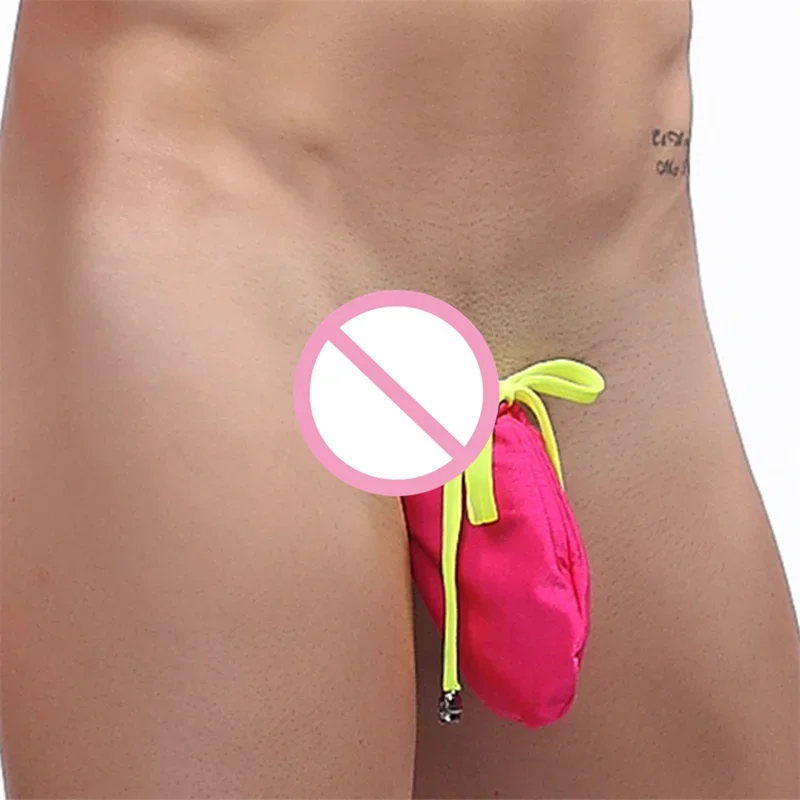 Mens Penis Bag Sexy Adjustable Underwear Wrapped Lace Up Bulge Pouch Lingerie Swimwear Open Back Underpants Sexy Lingerie Hot