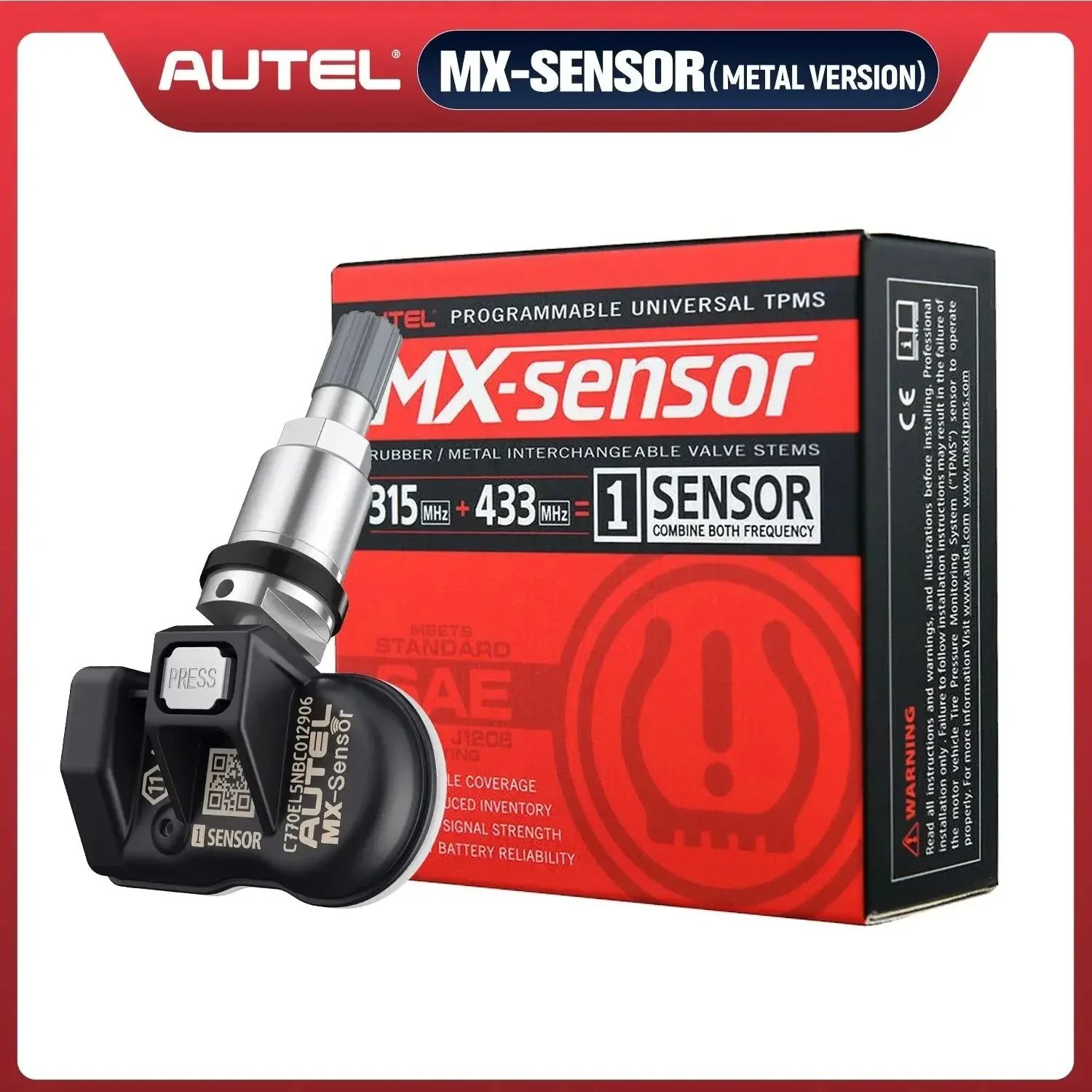 1PCS Autel TPMS MX-Sensor 315MHz & 433MHz 2in1 Tire Pressure Sensors Summer Tire Exchange Universal Clamp In