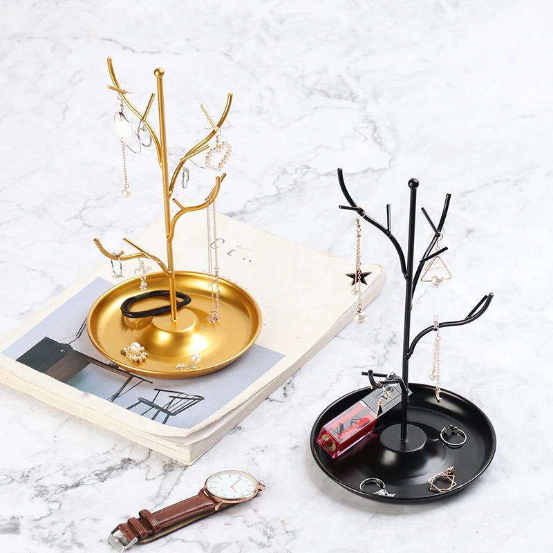 

Jewelry Display Stand Rack Tree Stand Iron Necklace Earring Holder Bracelet Fashion Organizer Golden