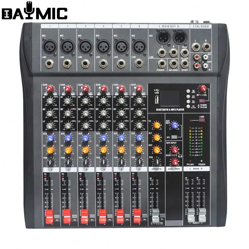 

AOSHEN 6/8/12/16 Channels Hot Sale Professional Audio Mixer Build In BT USB Jack 16 DSP Echo Effects