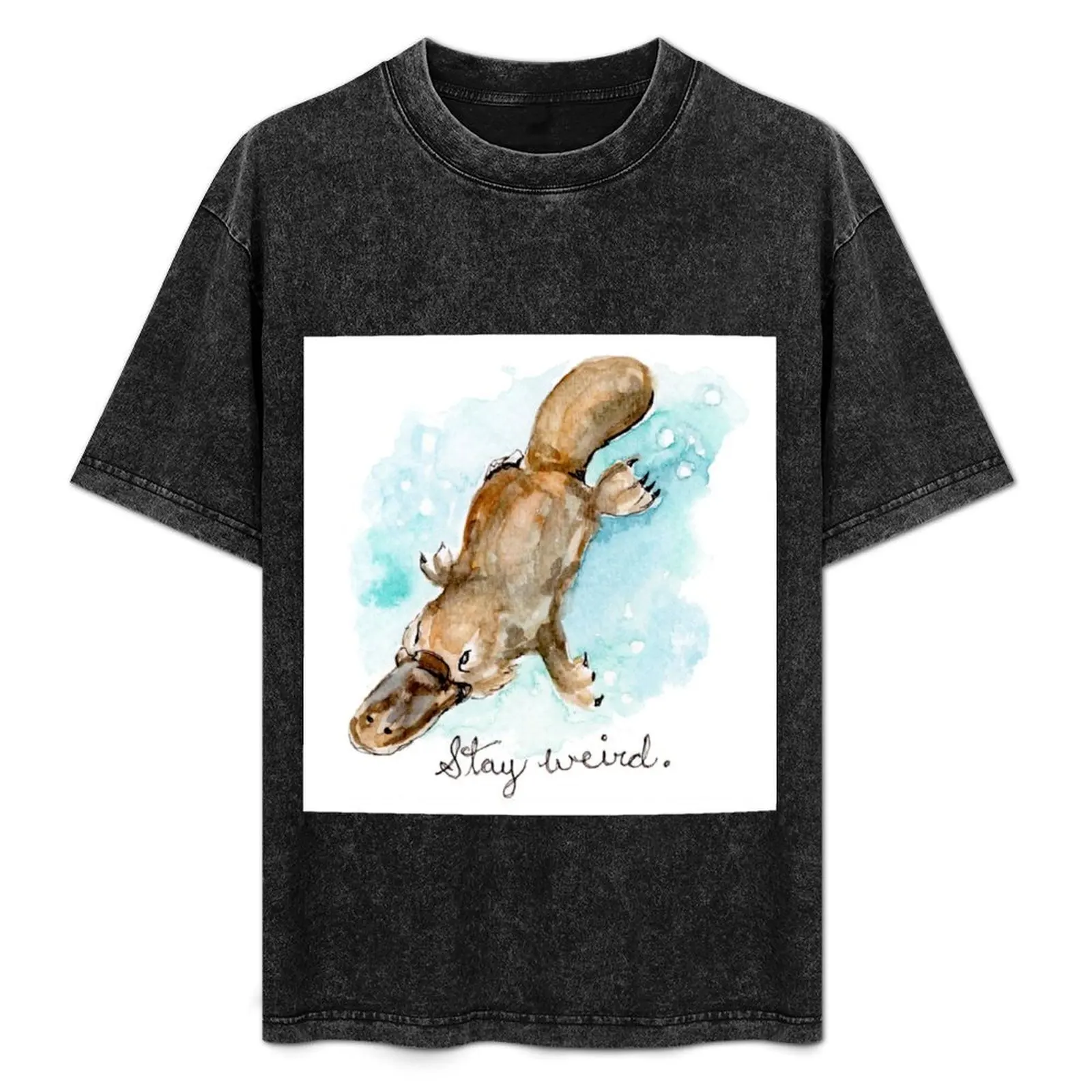 

Stay Weird, Platypus Watercolor Painting T-Shirt cotton t shirt pack t shirt man plain T-Shirt