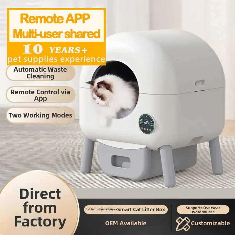 Multi-Safety Automatic Cat Litter Box ABS PP Infrared Anti-Pinch Sensors WiFi App Control Smart Self-Cleaning Cat Toilet Private