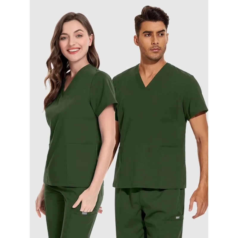 

Scrubs Uniform Suit Short Sleeve V-neck Tops+jogger Pants Set Nursing Uniform Women Multicolor Pet Doctor Scrub Medical Workwear