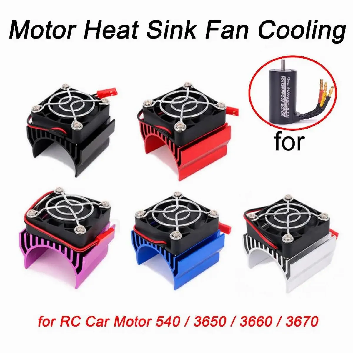 540 545 550 Motor Heatsink Heat Sink With Super 5V Fan Cooling Head Vent Top 5v JST For 1/10 RC Model Car HSP