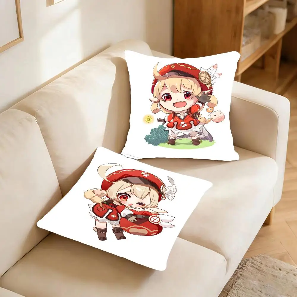 Game Anime Genshin Impact Cushion Cover Warm coral fleece Cute kawaii plush Kawaii mascot throw