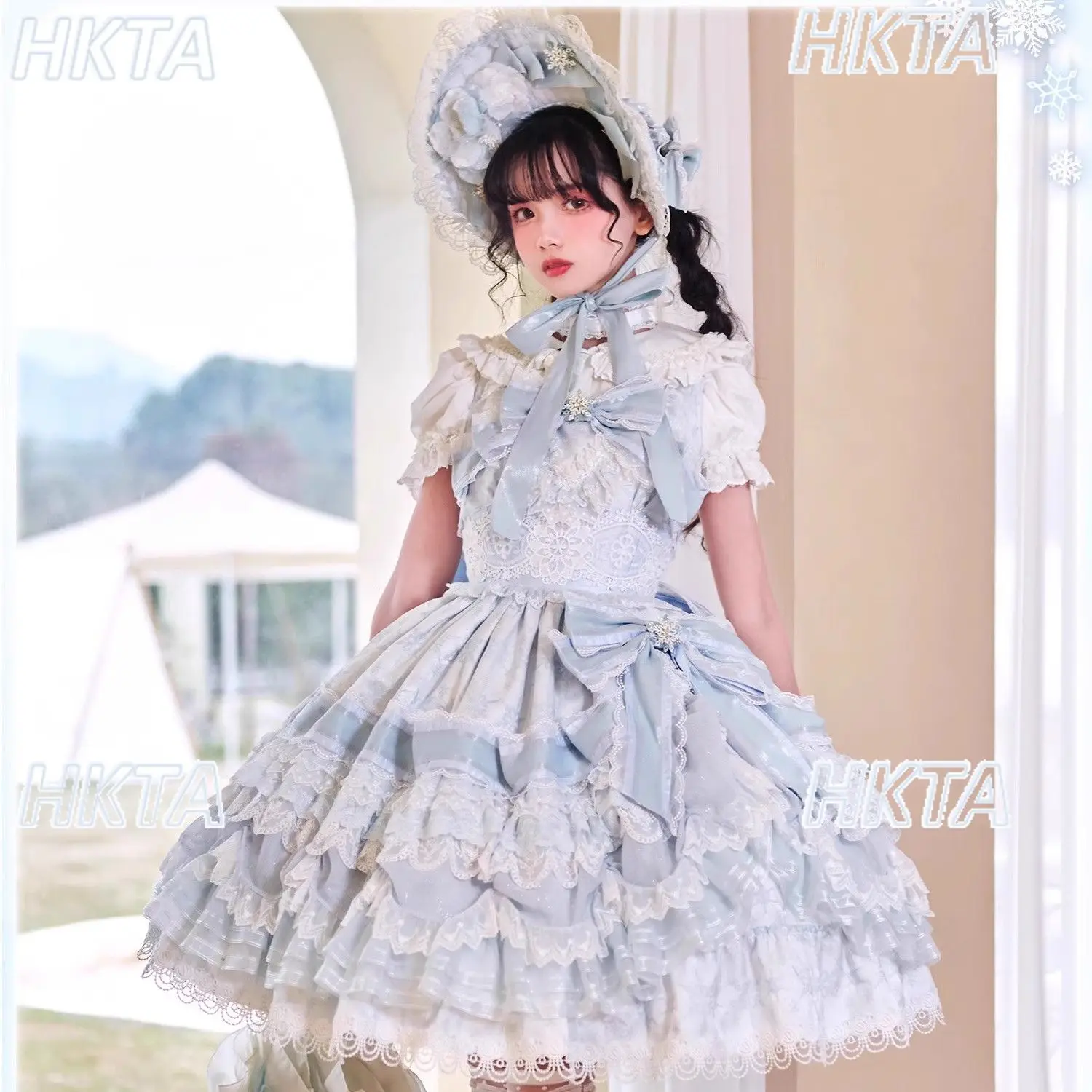 Kawaii Girls Gorgeous Wedding Jsk Slip Dress Women 2026 Summer New Sweet Bow Lace Ruffles Puffy Dress Cute Lolita Princess Dress