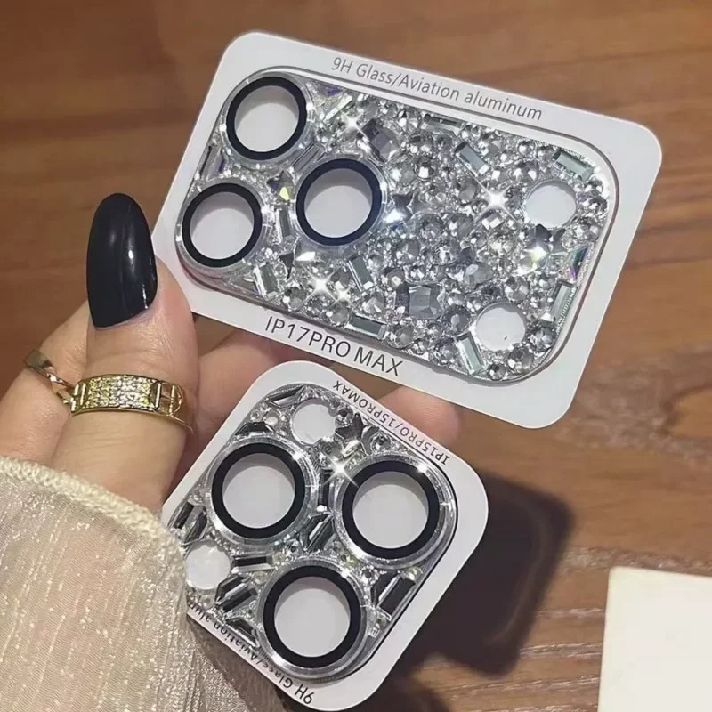 Luxury Rhinestone Lens Film Suitable for IPhone 17Promax 17pro 16 15 14 Promax Handmade Rhinestone Phone Rear Camera Protector