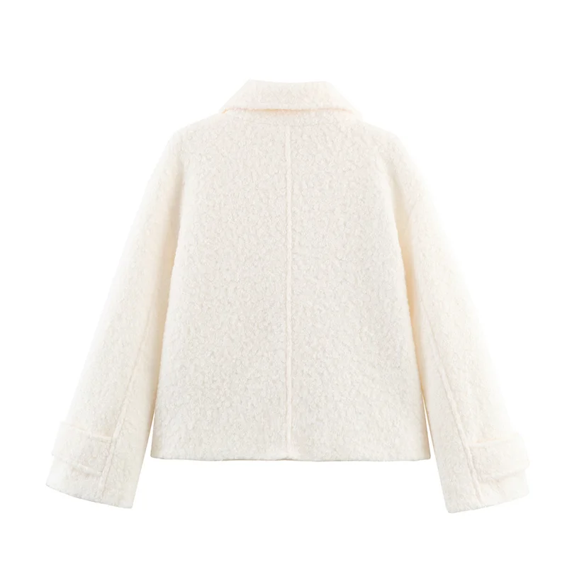 

Short Coat Casual Fashion Versatile Women's Jacket 2025 Autumn New Style White Long-Sleeve Button-Decorated Simple