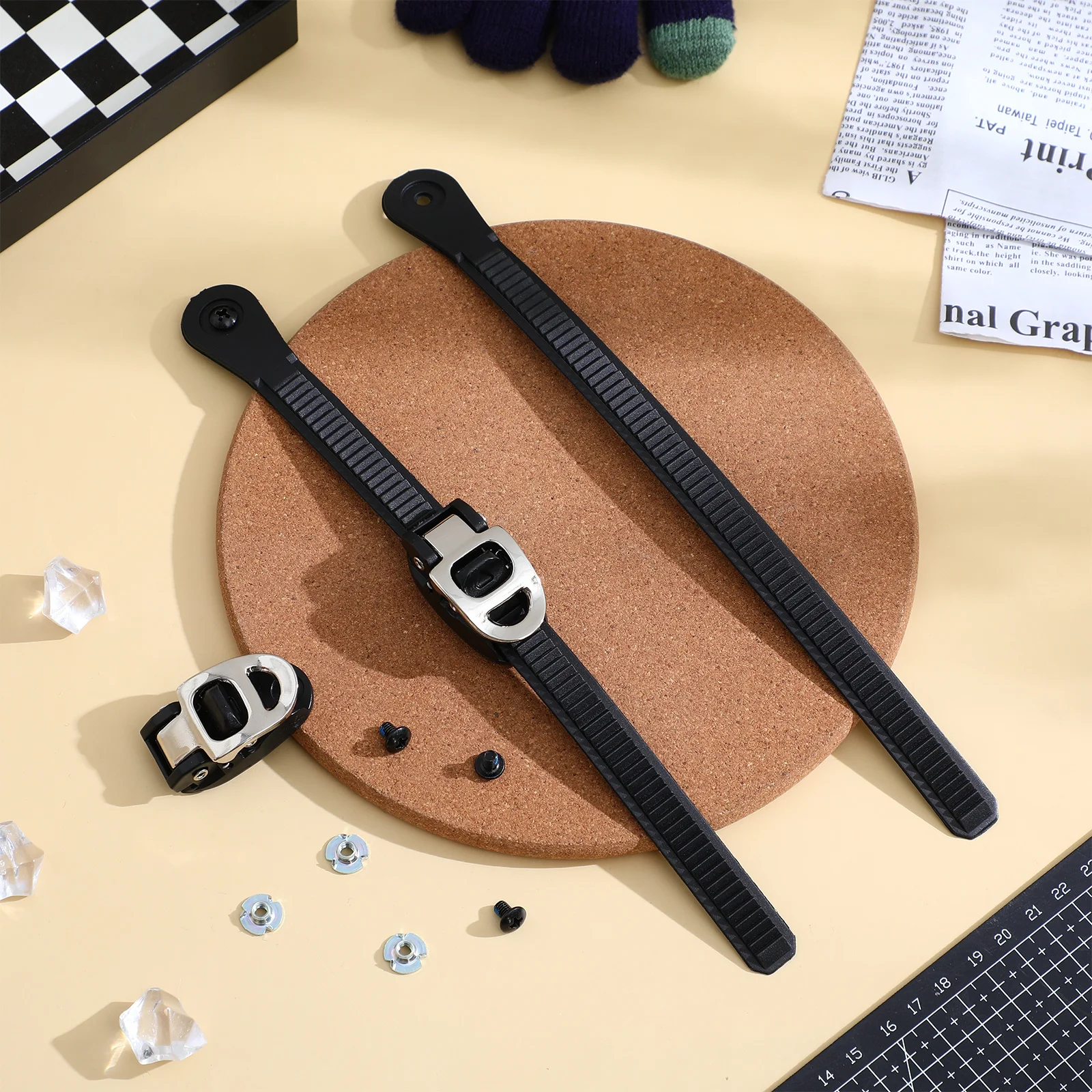 بديل حزام بإبزيم تزلج ممتاز لأحذية التزلج، زوج من ملحقات حزام تثبيت متينة قابلة للتعديل
