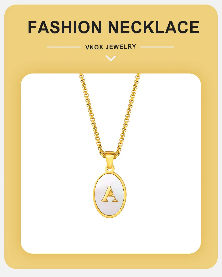 Vnox Herren-Halskette mit Initialen, A-Z Buchstaben-Anhänger, goldfarben, Edelstahl-Kastenkette, personalisierter Schmuck, Geschenk für Männer, für den täglichen Gebrauch – Detail 1
