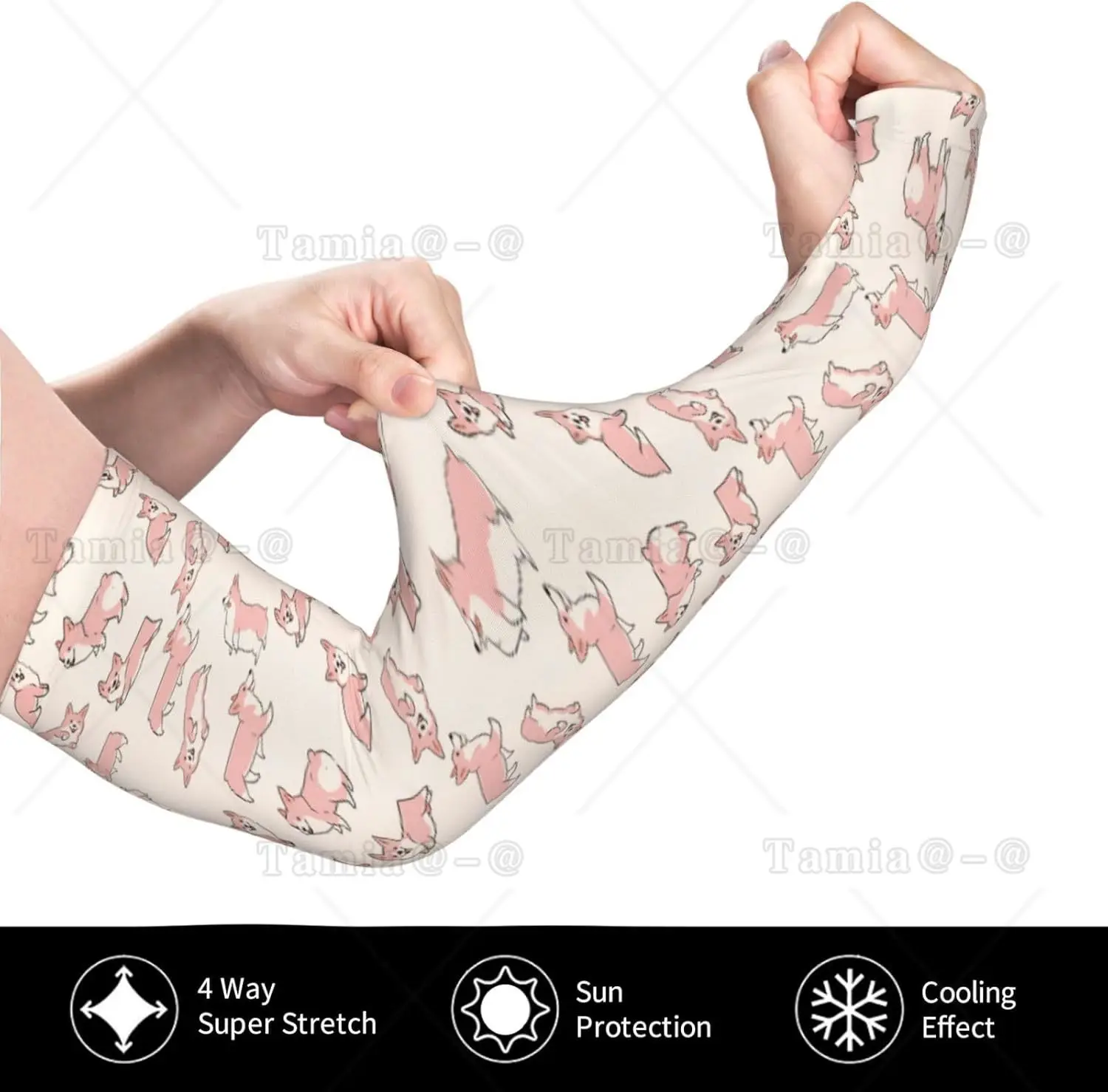 Manicotti rinfrescanti per uomo donna Protezione UV Simpatico cane Corgi Divertenti maniche per tatuaggi per coprire le braccia Compressione da giardinaggio