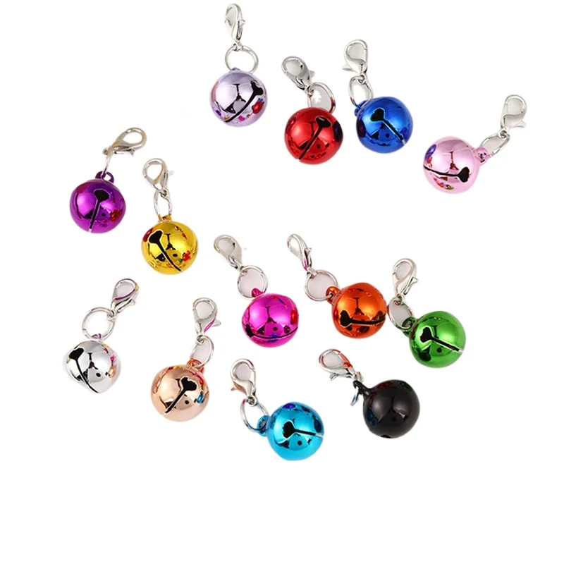 Pet Cat Dog Jingle Bell Collar Ornament Colored Christmas Pendant with Lobster Buckle Bag Keychain Sewing Accessories