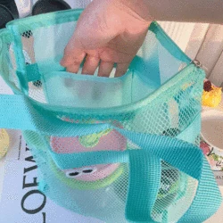 Women Mesh Travel Storage Shower Bag Summer Beach Bag Cosmetic Handbag Mesh Bags Toiletries Organizer Portable Storage Bags