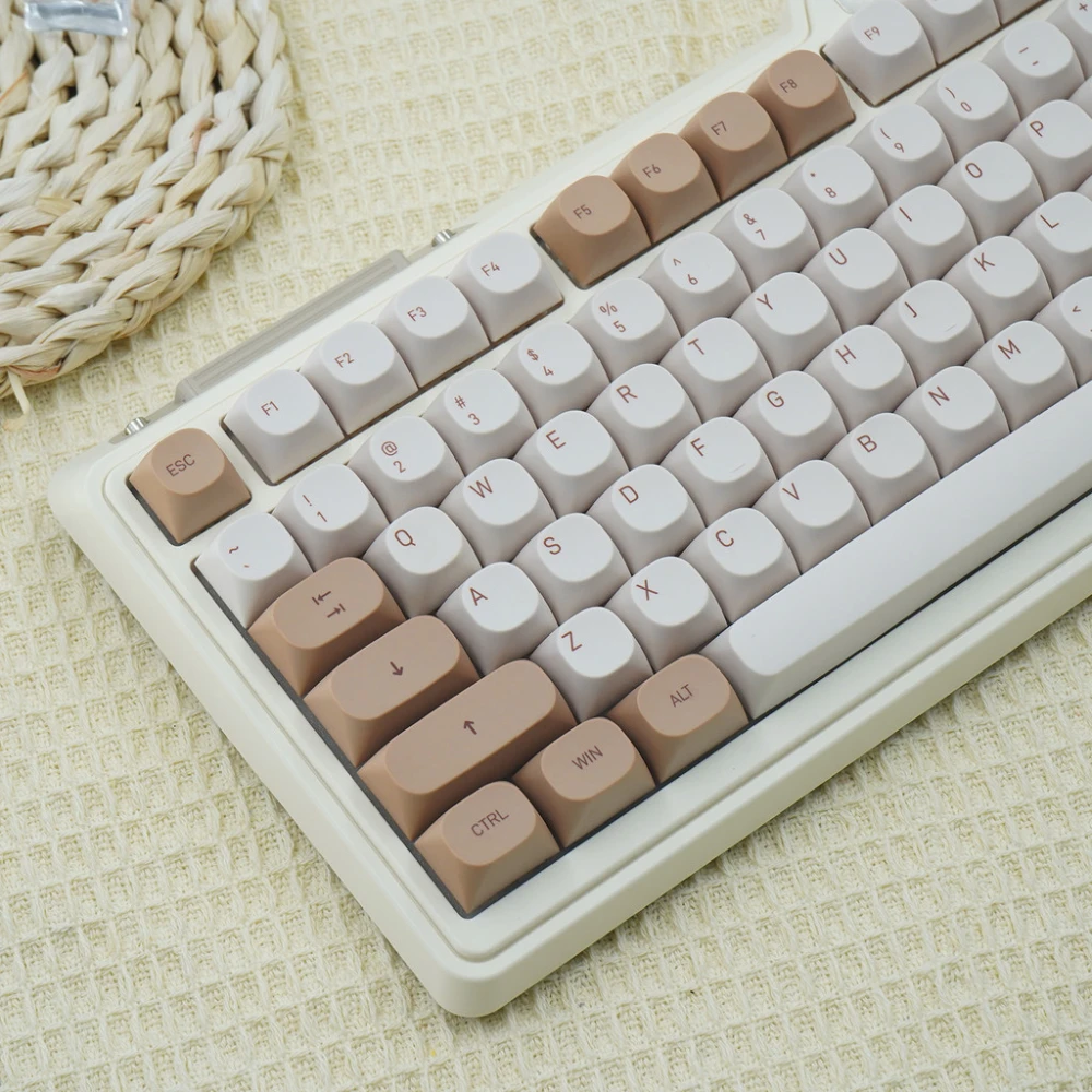 

Minimalist Style Brown White Combination Color for Mechanical Keyboard Keycap PBT Dye-sub MA Profile 119 Key Customized Keycaps