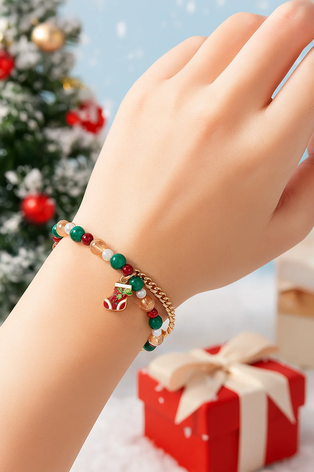 سوار ساحر مطرز لعيد الميلاد للنساء، هدية مجوهرات على شكل شجرة سانتا ندفة الثلج، 18 أنماط، أزياء احتفالية بهيجة