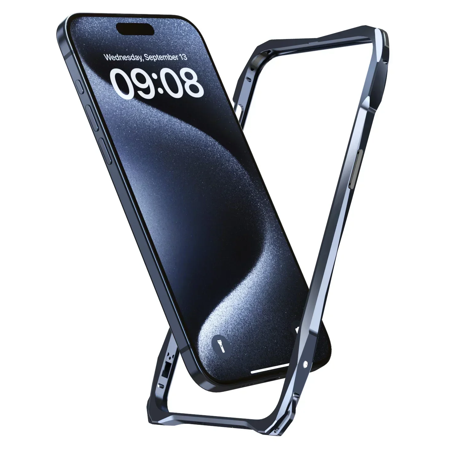 LUPHIE Lightweight Metal Frame For iphone 16 15 Pro Max Bumper 16e 14 13 Anti-Scratch Case + Back Sticker Lanyard Lens Protector