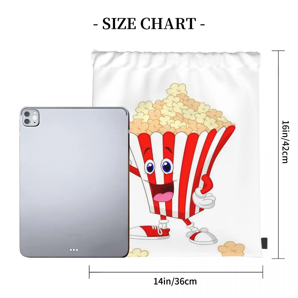 Popcorn Cartoon Art Backpacks Portable Drawstring Bags Drawstring Bundle Pocket Sports Bag Book Bags For Man Woman Students