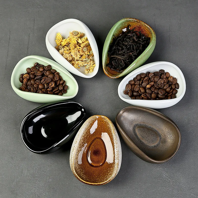 1PC Coffee Weighing Tray Ceramic Shenyi Tea Dispenser Accessories Cooling Tray Sample Bean Display Tray