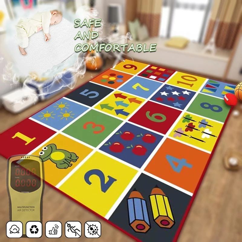 Children's Play Crawl Mat Letters and Numbers Carpet Living Room Sofa Coffee Rug Cartoon Early Education for Children Floor Mats
