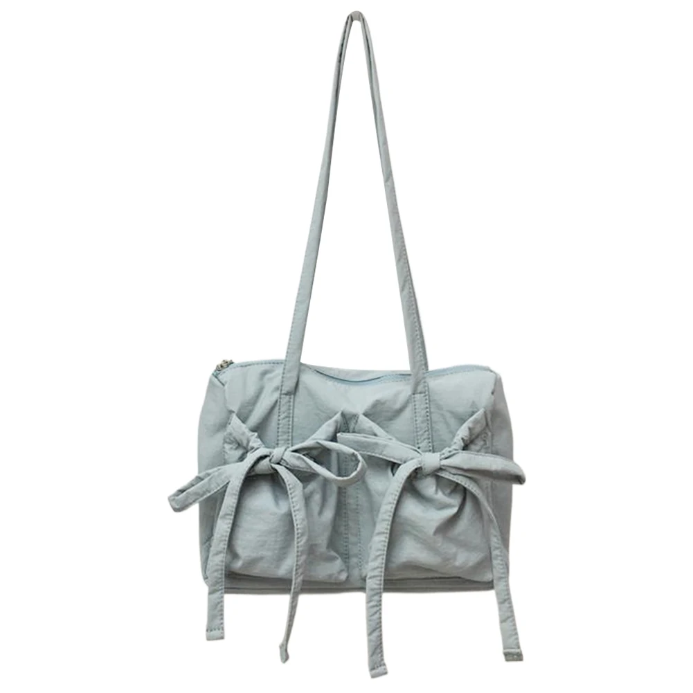 Bolso de hombro con lazo para mujer, bolso de mano de viaje con cierre de cremallera, bolso de comestibles de nailon para niñas, bolso diario al aire libre, moda