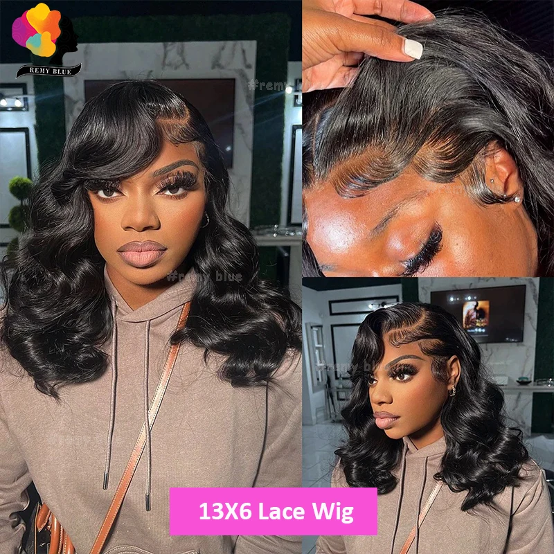 Body Wave 13x6 Cheap Short Bob Wig Lace Front Human Hair Wigs Pre-Plucked Transparent Body Wave Lace Frontal Wig Human Hair Wigs