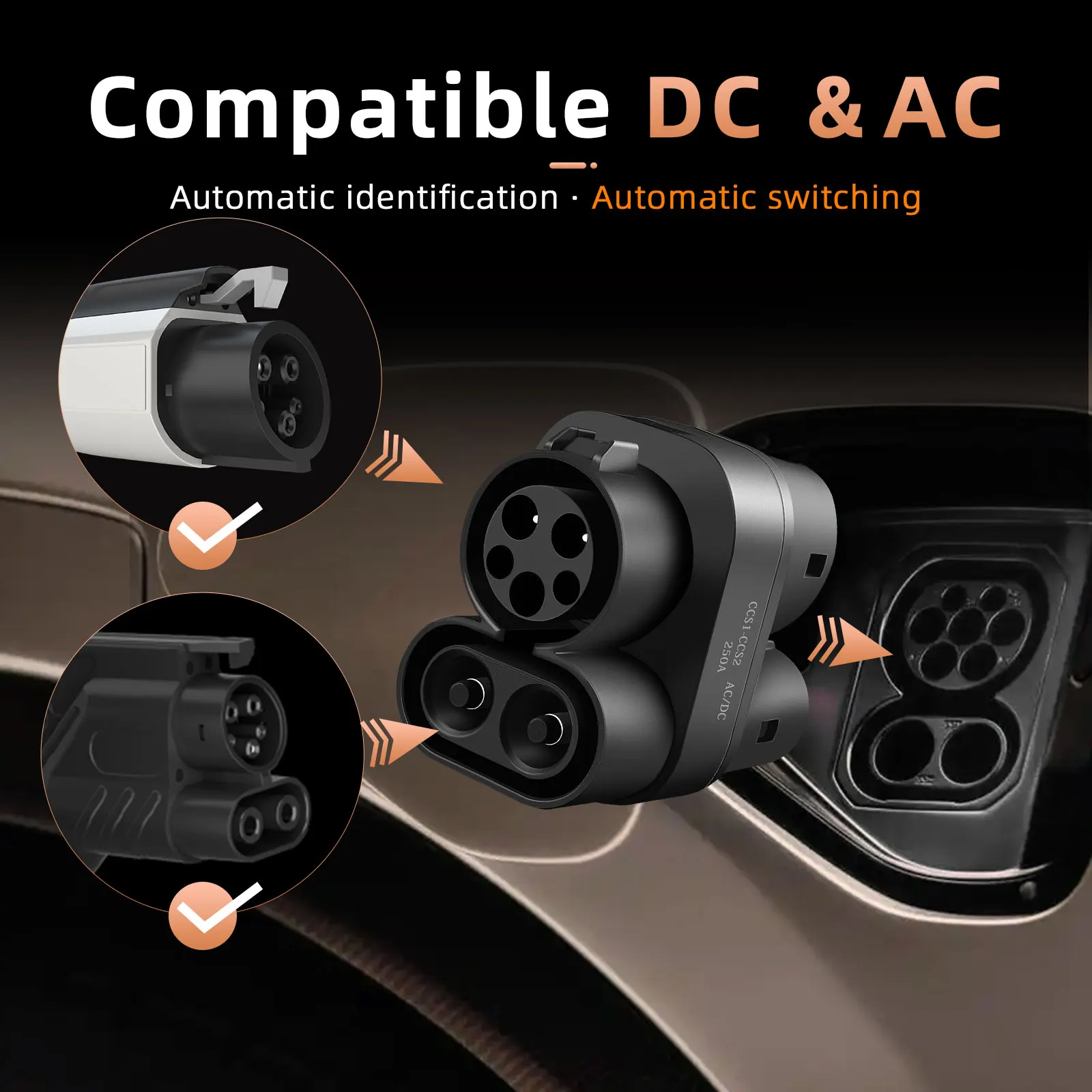 EVqiaoyi محول سيارة كهربائية CCS1 إلى CCS2 250kW AC+DC. محول من شاحن CCS1 إلى سيارات كهربائية CCS2. محول شحن سريع لسيارات كهربائية #3