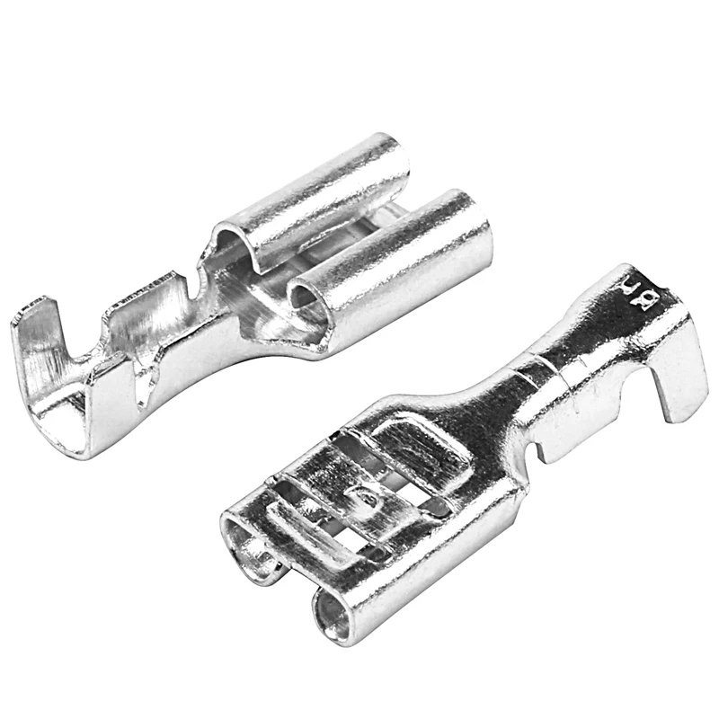6Pack X(100 x 6.3mm Uninsulated Female Spade Push On Crimp Terminal Non Insulated 2.5mm²