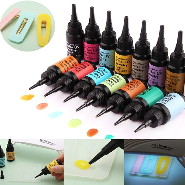 45 kolorów klej żywiczny UV 10ml klej epoksydowy twarde ultrafioletowe utwardzania DIY klej UV kolor żywiczny tworzenia biżuterii szybkoschnący klej wyczyść