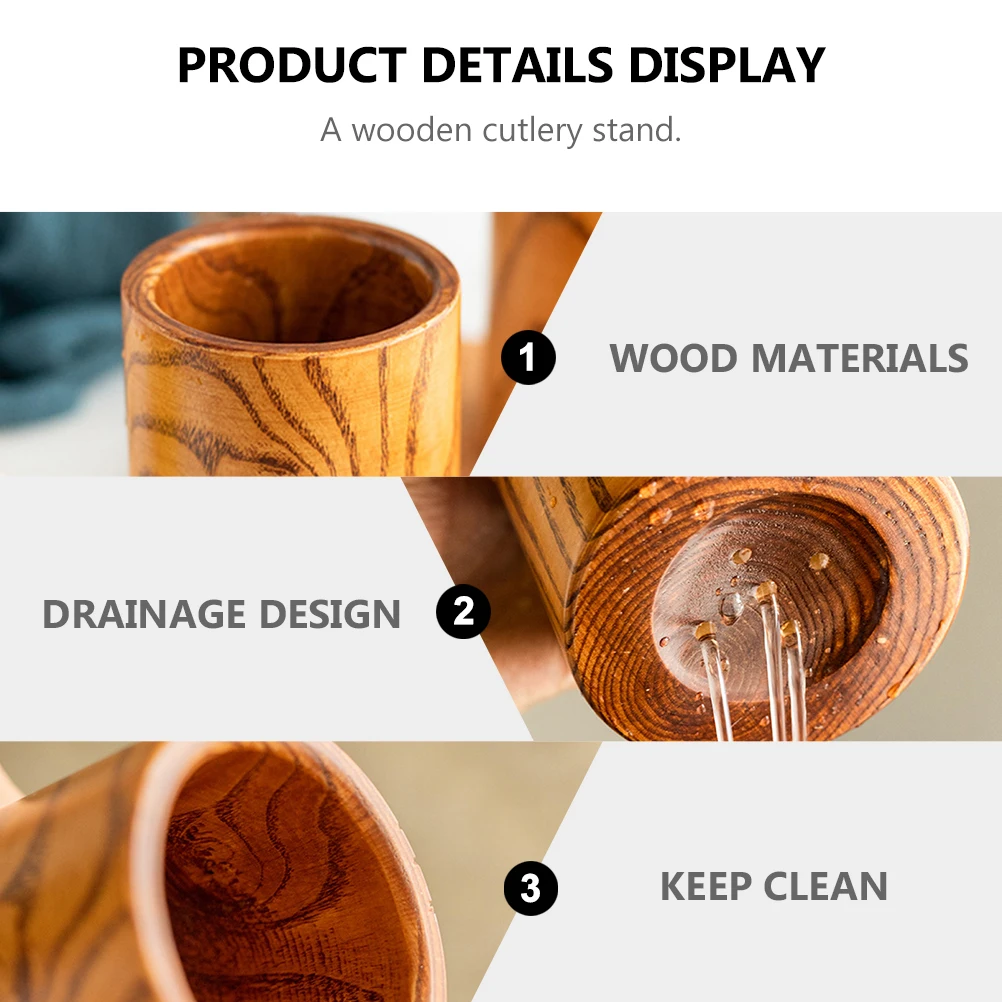 

Wooden Utensil Holder Creative Kitchen ganizer Spoon Chopstick Storage Container Dry Clean Design Suitable Home Hotel