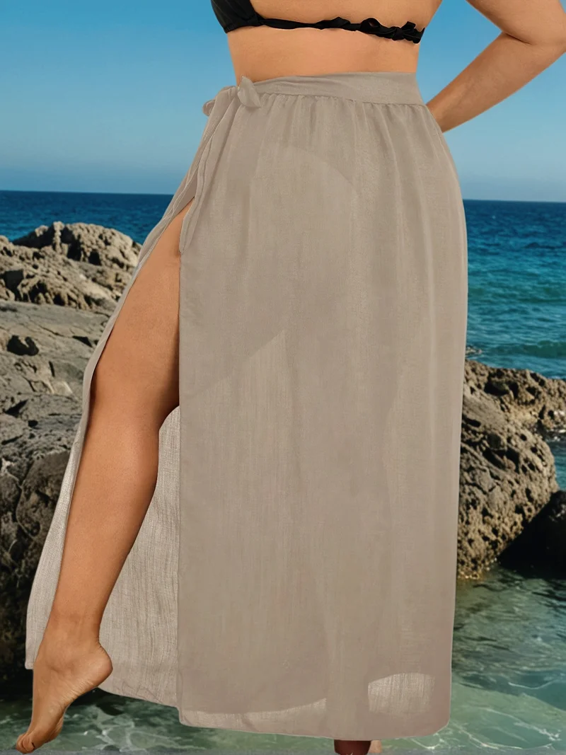 MOXDO Long Tunic Skirt, Wrap Skirt, Sheer Skirt, Beach Vacation Style, Beach, Pool, Seaside view 5