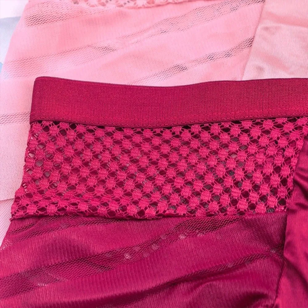 Bild 4: Dessous Mittelhohe Taille Satin-Seiden-Slips Transparente Nahtlose Slips Sommer Einfache Netz-Unterhosen für Mädchen
