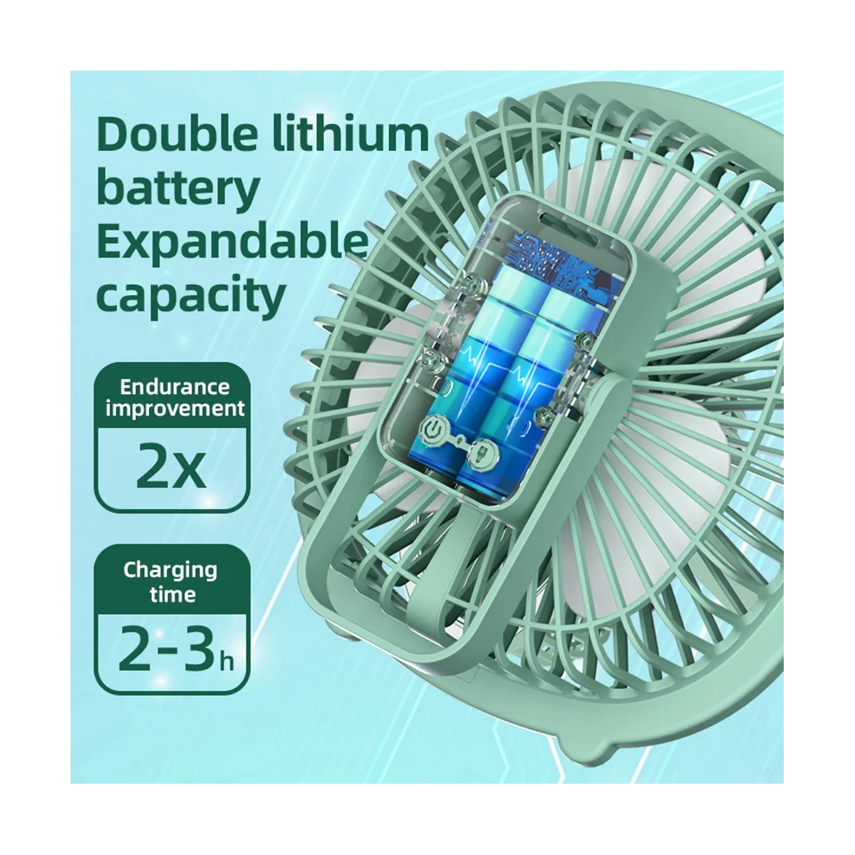 Mini ventilador de escritorio recargable por USB, portátil, para acampar al aire libre, plegable, pequeño, Verano